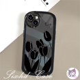 thumbnail image 1 of Huawei Y6P Y7P Y9s Y9 2019 Nova 10 9 8Pro 7 7i 7se 8se 8i 6se 5T P50 Pro Mate 50 40 30Pro Moda Negro Tulipán Silicona Cámara Ovalada Funda Blanda, 1 of 4