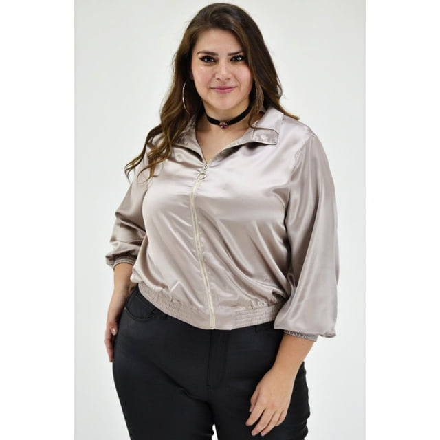 Chaqueta bomber Tallas Extras, 11811 (Beige) beige 38 Roman Fashion CH-ZB-11811-BEIGE