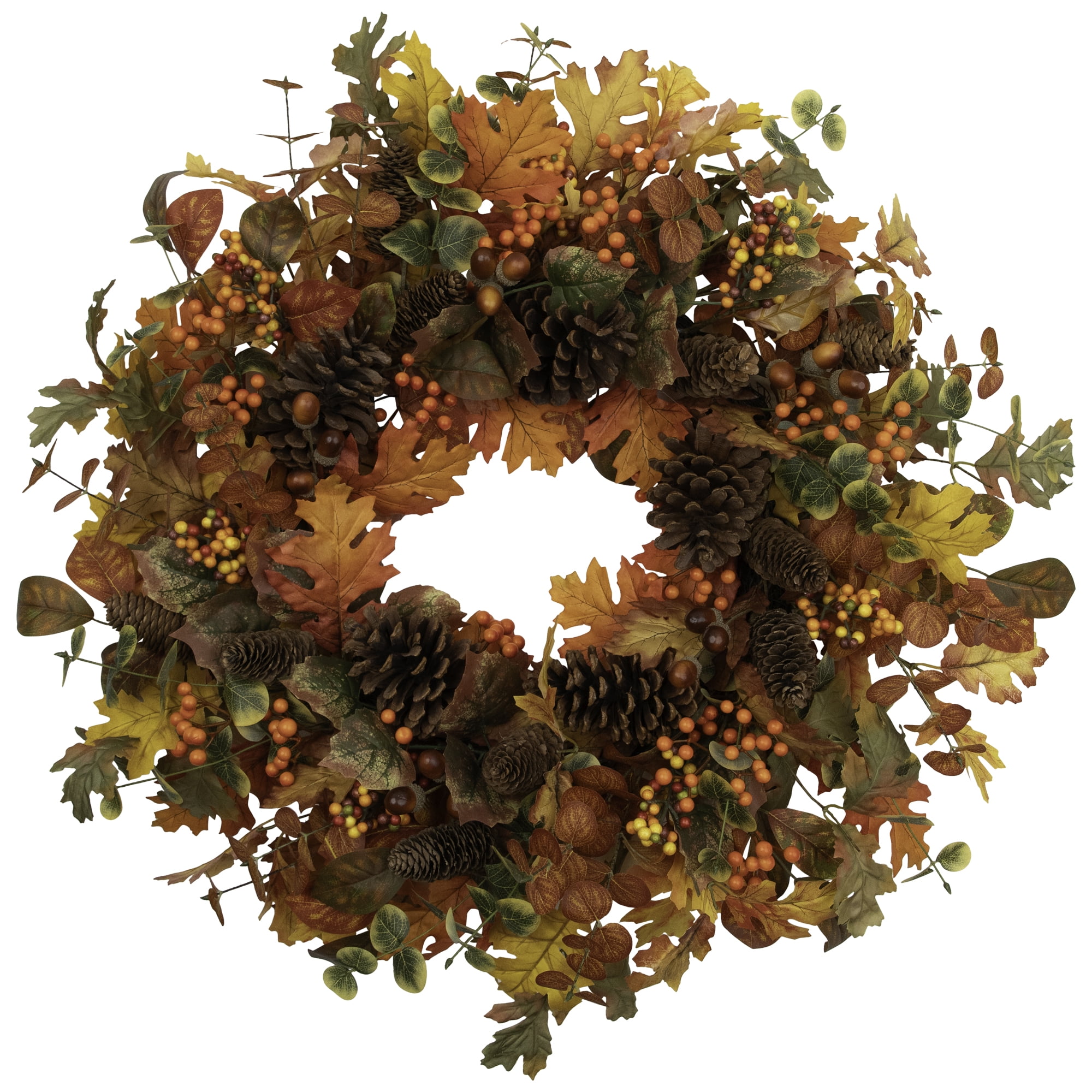 Eucalyptus Maple Leaves and Acorns Artificial Fall Harvest Wreath - 30"