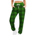 thumbnail image 2 of Xixinqiwan Womens Fleece Plaid Sweatpants High Waisted Baggy Workout Jogger Pants Casual Comfy Yoga Pants with Pockets, 2 of 5