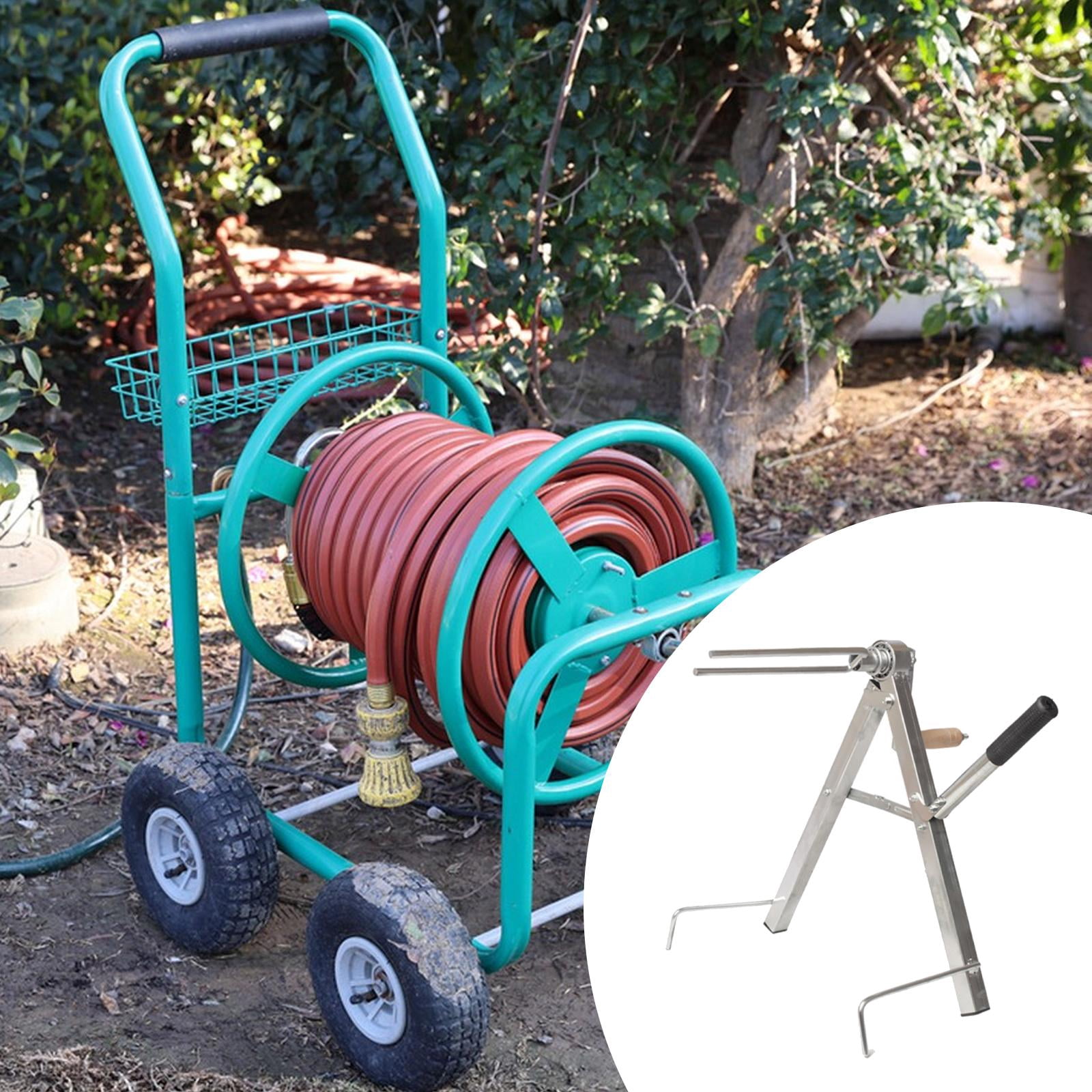 simhoa Hose Reel Organizer Heavy Duty Manual Hand Crank Garden Hose Storage Water Tube Holder for Firefighting Outdoor Watering