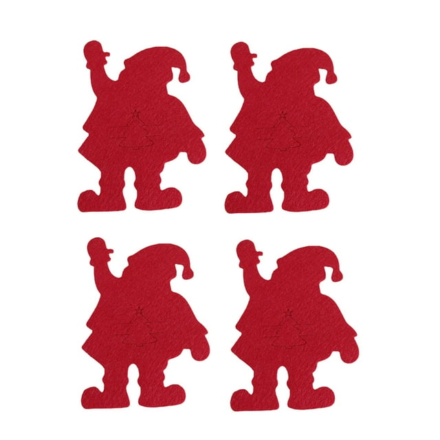 stanreset 4Pcs Xmas Silverware Holders Cartoon Cover Fabric Spoon Pockets Party Table Restaurant Hotel Tableware Decors Red