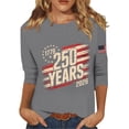 thumbnail image 3 of Women's Fashion 4th of July 3/4 Sleeve Sweaters, Patriotic Independence Day Tops for Women, Spring & Summer Casual Flag Printed Round Neck Pullover, 3 of 4