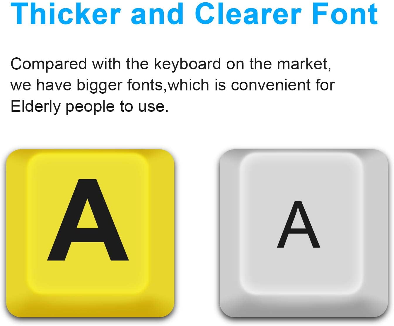 Large Print Computer Keyboard, Wired USB High Contrast Keyboard with Oversized Letters for Visually Impaired Low Vision Individuals (Yellow+Black)