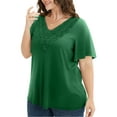 thumbnail image 3 of WellSize Women Plus Size Tops Dressy Lace V Neck Shirts Casaul Short Sleeve Tunic Blouses, 3 of 8
