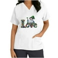 thumbnail image 5 of BiZtdJrK 2025 Scrub Tops for Women St. Patrick's Day Stretchy Scrubs Summer Casual V Neck Shrits Holiday Short Sleeve Work Top with Pockets White XXL 50 Percent off Sales Today, 5 of 7