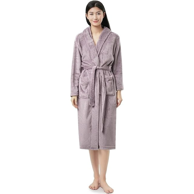 Sunny Forrest Lavender Dreams Hooded Robe with two front pockets (CA/US, Alpha, XX-Large, 3X-Large, Regular, Regular, Soft Lavender)