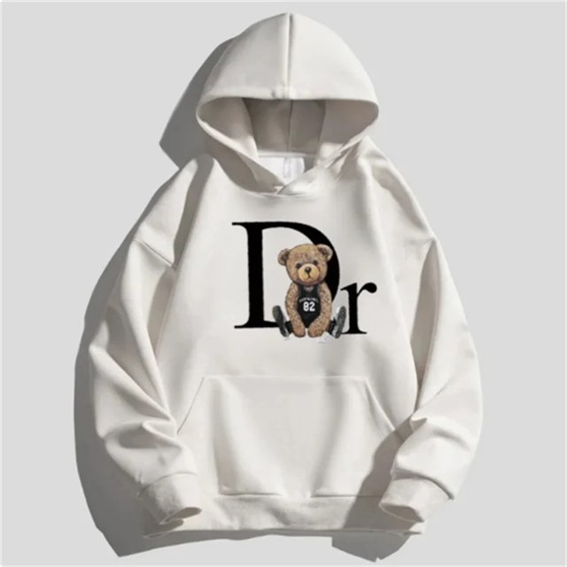 Sudadera con capucha unisex con estampado de oso y letras, Pulôver Casual, Moda Natal ícia, Solto Street Wear, Skate, Monocromático, Herren Hoodies Sweat shir