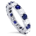thumbnail image 2 of Pompeii 3ct Blue Sapphire & Diamond Eternity Ring 14K White Gold (G/H,I1), 2 of 2