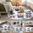 thumbnail image 6 of Ocean Gnome Round Living Room Rugs 7 ft, Nautical Shell Sea Star Flag Flower Blue Gradient Washable Area Rug with Non-Slip Sturdy Edge Binding Round Carpet for Kitchen Office Bedroom, 6 of 9
