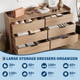 thumbnail image 5 of 53 Inch Wide Natural Oak 6-Drawer Bedroom Dresser, Multi-Functional Wooden Storage Cabinet Ideal as TV Stand for Living Room & Hallway, 5 of 6