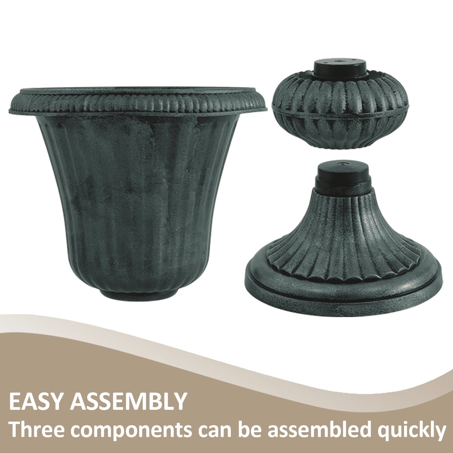 BEZT 20'' Urn Plastic Flower Pot Roman Planter Vase for Patio Deck Wedding Decor,Green