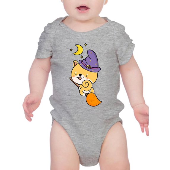 Cute Magic Shiba On Broom Bodysuit Infant -Image by Shutterstock, 18 Months