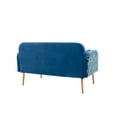 thumbnail image 6 of 55'' Velvet Sofa Chair, Modern Low-Key Luxury Loveseat Sofa, Armrests and Pillows with Branch Jacquard Pattern, Golden Metal Legs (Light Blue), 6 of 7