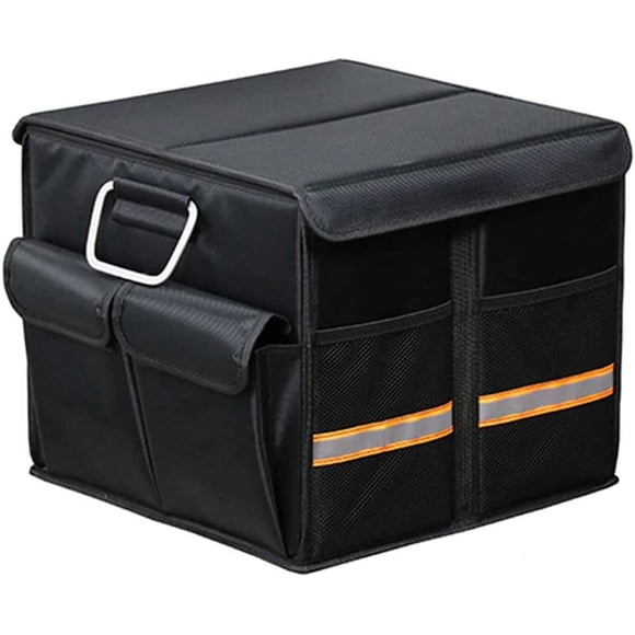 XIHAMA Car Trunk Organizer - Collapsible Trunk Organizer with Foldable Cover Aluminium Alloy Handle Reflective Strip for Auto, SUV, Truck, Minivan (S Black)