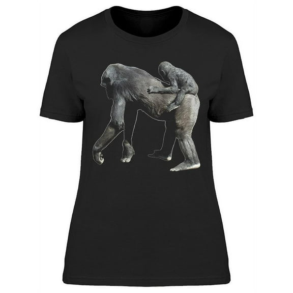 Baby Gorilla Doing Piggyback  T-Shirt Women -Image by Shutterstock, Female Medium