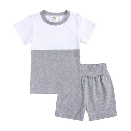 

ZMHEGW Toddler Outfits Kids Baby Unisex Summer Tshirt Shorts Soft Patchwork Cotton 2Pc Sleepwear Clothes Clothing Sets For Teen Girls