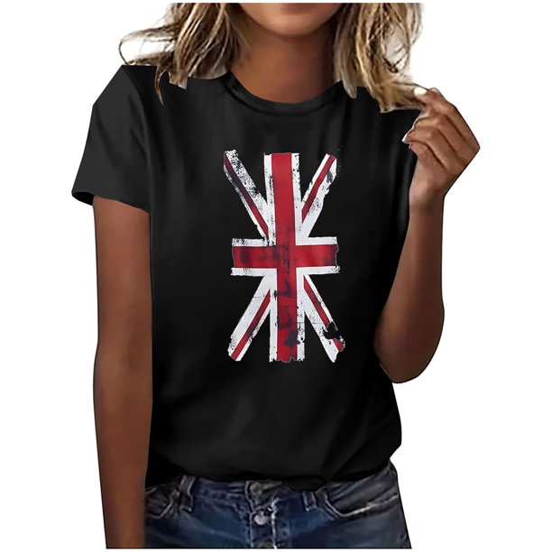 Camisetas de Verano de Manga Corta de las Mujeres Nuevo Suéter de Cuello de Tripulación, Top de Fiesta Impreso Casual para la Primavera