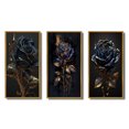 thumbnail image 2 of Designart "Vintage Blue Golden Rose I" Floral Rose Framed Wall Art Set Of 3 - Blue Traditional Frame Canvas Set For Living Room Decor, 2 of 6