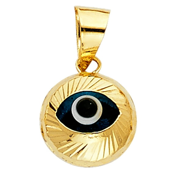 14k Yellow Gold Precision-Cut Egyptian Symbol Blue Evil Eye Pendant Legend Charm Jewelry Female