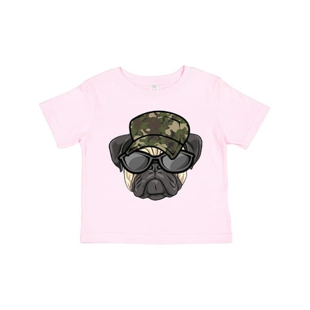 

Inktastic Pug Dog Funny Camo Military Hat Gift Toddler Boy or Toddler Girl T-Shirt