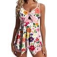 thumbnail image 2 of Xdegoge Tankini Swimsuits for Women with Shorts Two Piece V-Neck Tie Knot Front Printed Flowy Bathing Suits Tummy Control Summer Beach Club outfits, 2 of 6