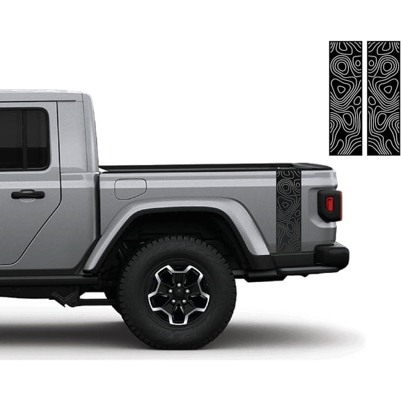 Topographic Bedside Stripe Kit Vinyl Decals Compatible with and Fits Jeep Gladiator JT 2020-2023 - Set of Two