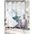 thumbnail image 4 of Turtle Coastal No Hook Shower Curtain Waterproof,Bathroom Curtains with Snap in Liners and See Through Top Window,Summer Beach Ocean Shell Jellyfish Starfish Hotel Bathtub Curtains Shower 72"Wx78"L, 4 of 8