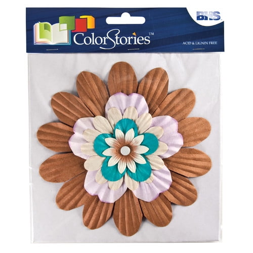 Handmade Paper Stacked Flowers Brown