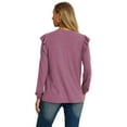 thumbnail image 6 of JWD Long Sleeve Shirts for Women Knit Tops Casual Crewneck Ruffle Tops Loose Fit Purple Gray-X-Large, 6 of 7