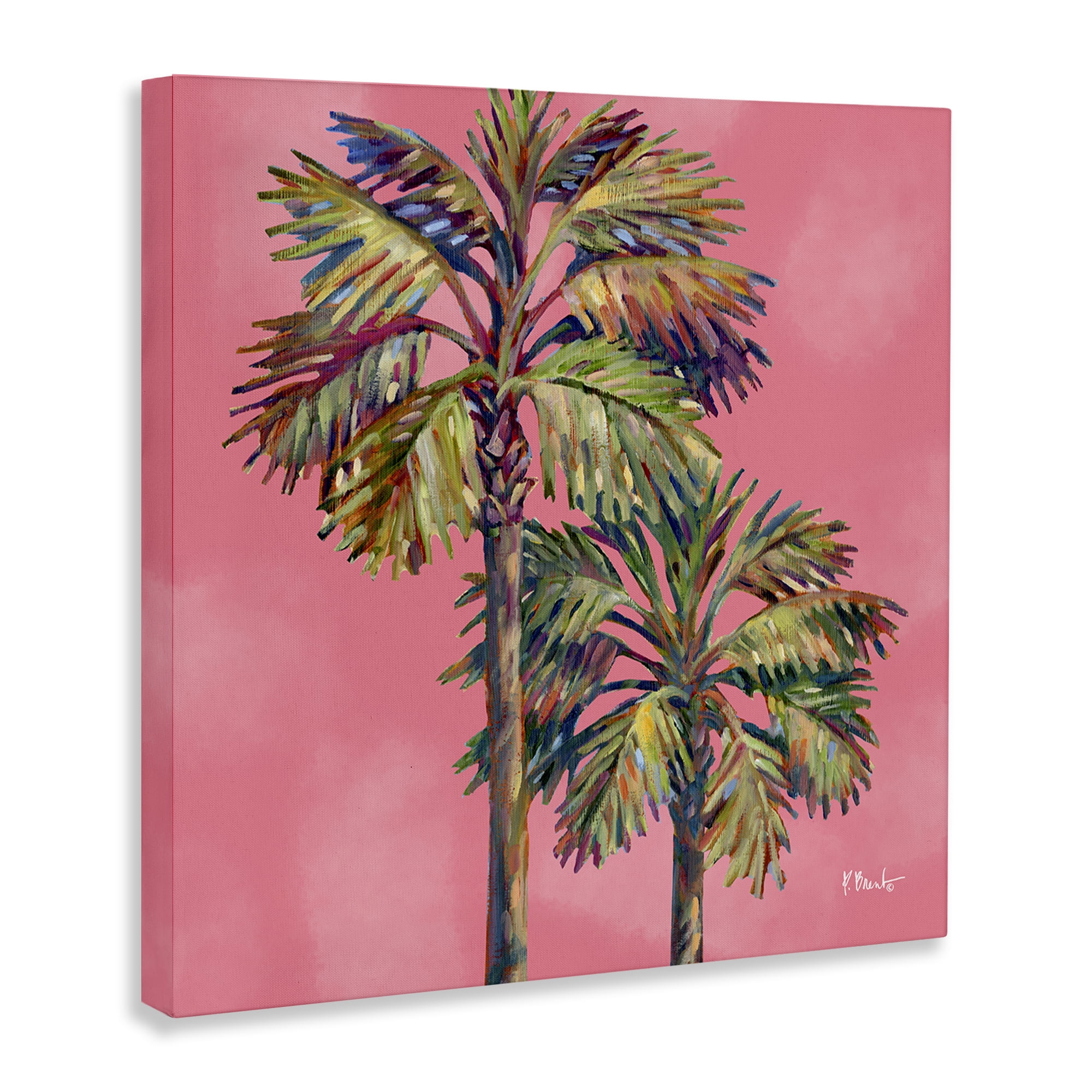 Stupell Industries Bondi Palms on Pink Plants & Flowers Painting Wrapped Canvas Art Print Wall Art, 24 x 24