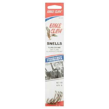Eagle Claw 031H-1/0 Plain Shank Snell Fish Hook, Size 1/0