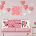 thumbnail image 5 of Valentines Day Love Heart Throw Pillow Covers 18X18 Set Of 4, I ❤️ U Pattern With Pink Heart & White Hearts Linen Decorative Cushion Cases, Valentine Decorations For Bedroom, 5 of 7