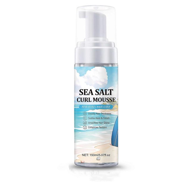 Espuma capilar de sal marina para realzar los rizos y dar volumen, 149 ml (5.07 oz), antiencrespamiento y con aloe vera para ondas playeras.