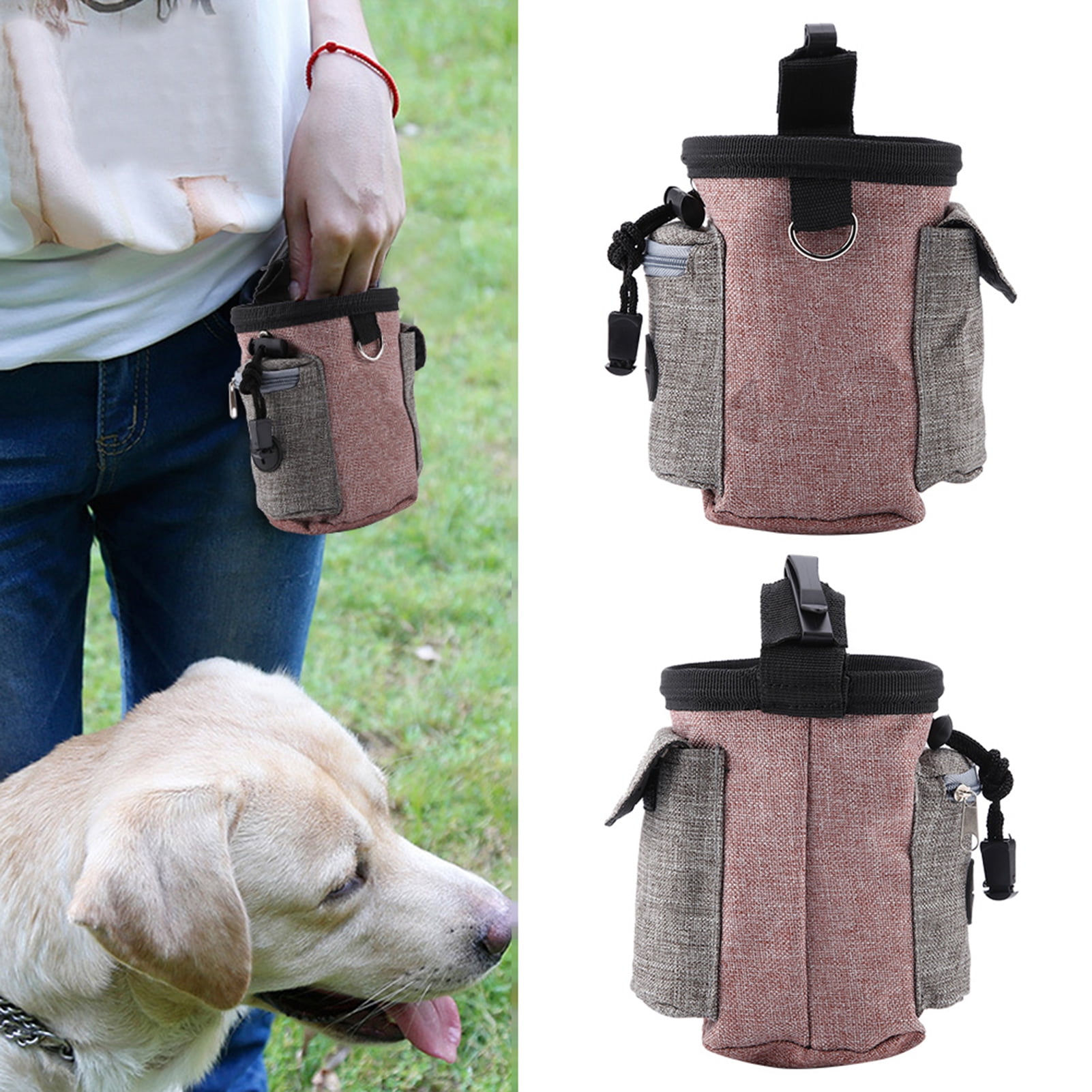 Adjustable Portable Pet Feed Pocket, Dog Training Treat Bag, Cotton Linen Dog Training Treat Bag For Pet Dog Pet Feed Pocket Puppy
