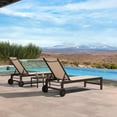 thumbnail image 4 of PURPLE LEAF Patio Outdoor Chaise Lounge Chair Set of 3, Aluminum Pool Lounge with Side Table，Adjustable Backrest and Wheels for Deck, Outside, Lawn, Garden，Light Tan, 4 of 10