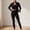 Black, variant on Yoga Set for Women 3 Piece Solid Color Pockets Long Sleeve Workout, Sizes S-Xxl