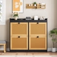 thumbnail image 2 of QinaQin Shoe Cabinet with 4 Deep Flip-Up Drawers, Freestanding Wooden Base, Rattan Doors, 3 Adjustable Shelves, Entryway Shoe Cabinet, Hidden Shoe Rack, 2 of 7