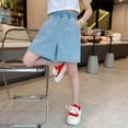 thumbnail image 6 of Girls Jean Shorts Kids Summer Loose Fashion Personality Casual Thin Denim Shorts Toddler Shorts Girls Blue 12 Years-15 Years, 6 of 7