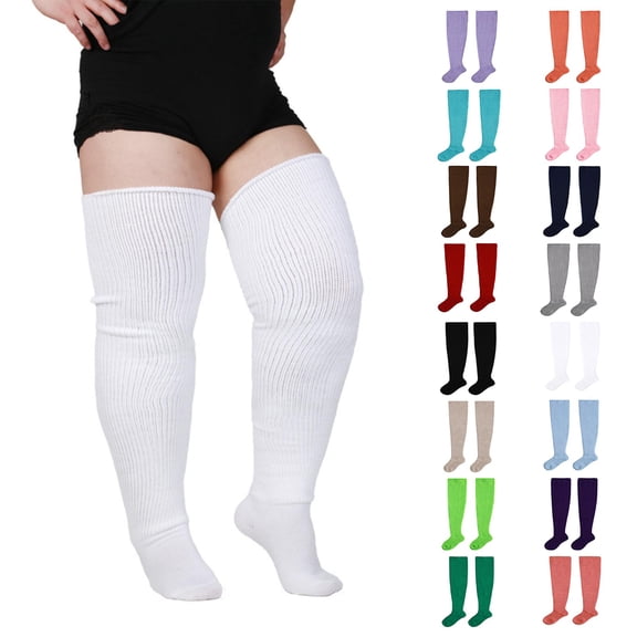 CNEJRHG Womens Plus Size Vertical Rib Over The Knee Socks With Towel Sole Stretchy Knit Thigh High Long Tube Socks Non Slip Slim Fall Winter Warm Leg Stocking Army Green
