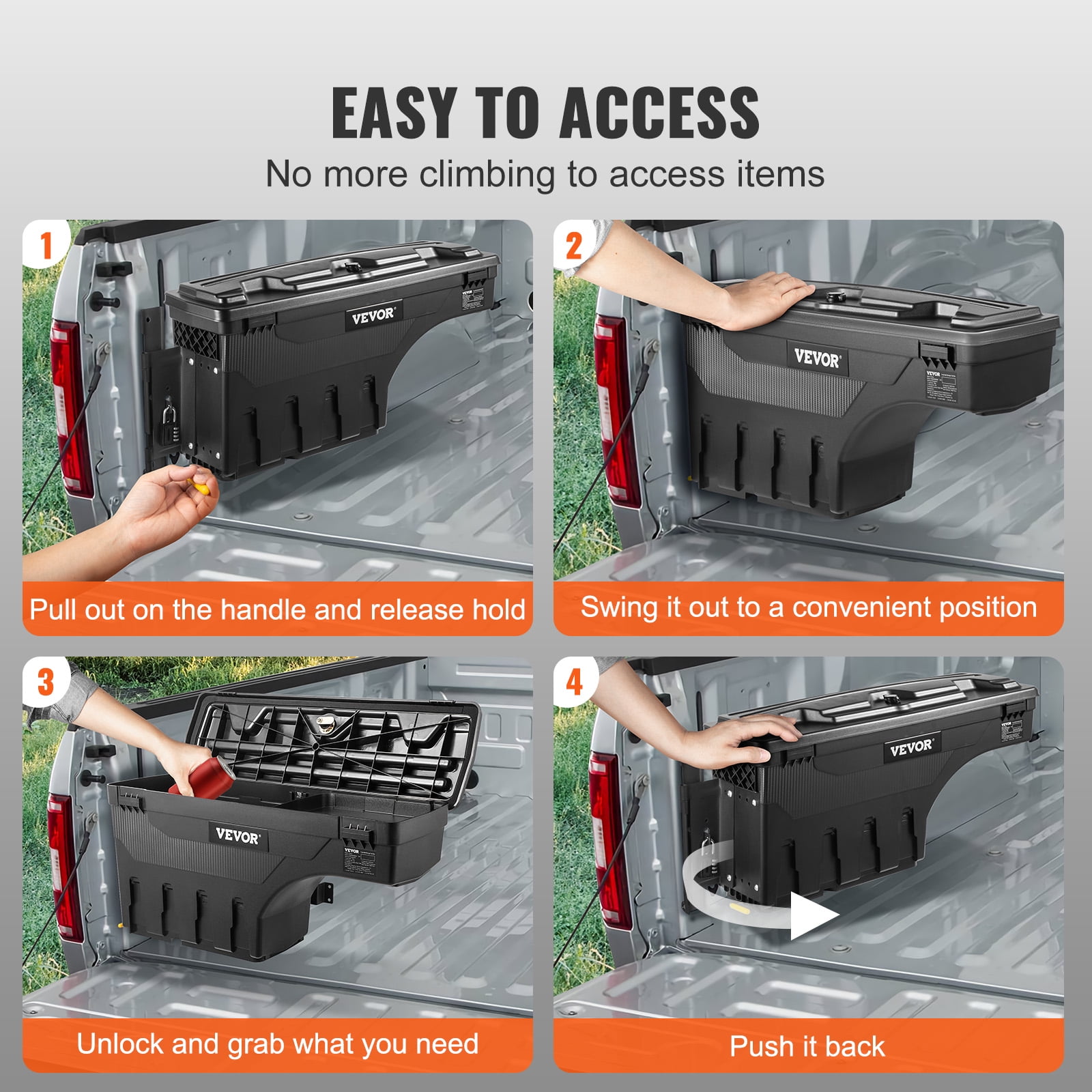 VEVOR Truck Bed Storage Box, Lockable  with Password Padlock, 6.6 Gal/25 L ABS Wheel Well Tool Box, Waterproof and Durable, Compatible with Ford F-150 2015-2021, Drivers Side