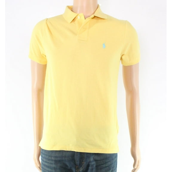 Ralph Lauren Men Custom Slim Short Sleeve Cotton Mesh Polo, Yellow, Sz 2XL