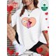 thumbnail image 1 of Happy Valentine's Day 100%cotton T-Shirt for Women - Casual Crew Neck, Short Sleeve with Cute Cartoon Couple Tee For Adult, Men, Women, Teen, Teenager, Adolescent, Youth, 1 of 6