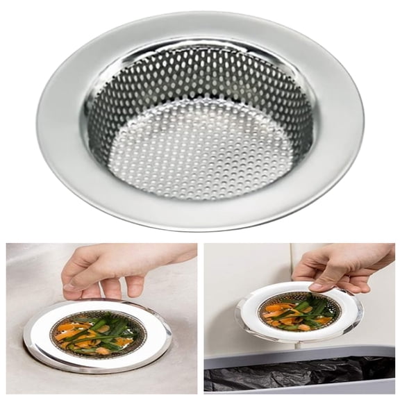 4.5 Inch Stainless Steel Kitchen Drain Strainer With Large Wide Rim For Sink (Silver, 11.5*2*11.5cm)