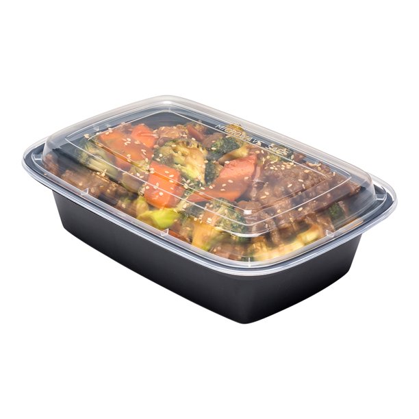 Disposable Plastic ToGo Containers And Lids Rectangle Black With