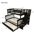 thumbnail image 2 of Harper & Bright Designs Solid Wood Twin over Full Bunk Bed with Twin Size Trundle for Bedroom, Espresso, 2 of 7