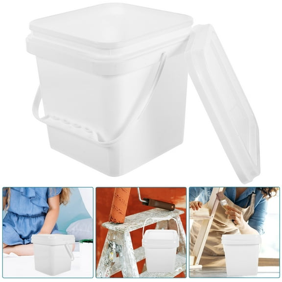 HOMEMAXS White Paint Bucket with Lid and Handle Made of Durable PP Material for Home Use 7.5L