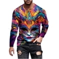 thumbnail image 2 of TIMIFIS Mardi Gras Chemises à Manches Longues pour Hommes Mode Carnaval Imprimé Col Rond Sim T-Shirt Tops de Fête, 2 of 5