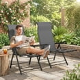 thumbnail image 2 of Outsunny Chaises de Patio Pliantes, Fauteuil Inclinable d'Extérieur avec Repose-Pieds, Gris Foncé, 2 of 10
