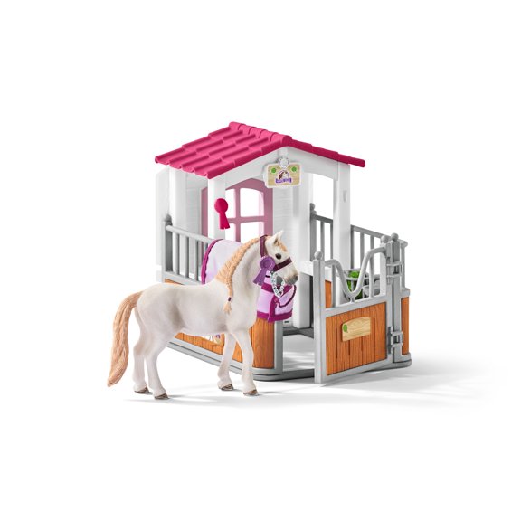 Schleich - Horse Club: Horse Stall with Lusitano Horses Toy Figurine Playset , 20 Pcs